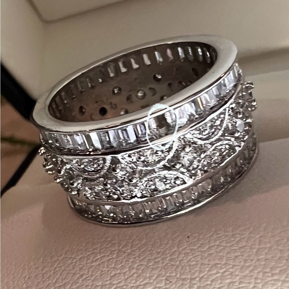 Art Deco Filigree Ring Pavé Diamond Band 18K Gold & 925-Very beautiful! - Picture 8 of 15